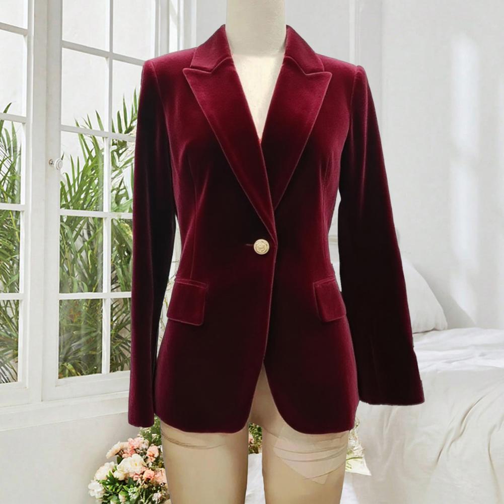 Women Formal Wear Blazers - ベルベット大サイズ女性プロムピークドラペルレディオフィスタキシード結婚式のゲスト着用スリムフィットイブニングフォーマルブレザーアウター