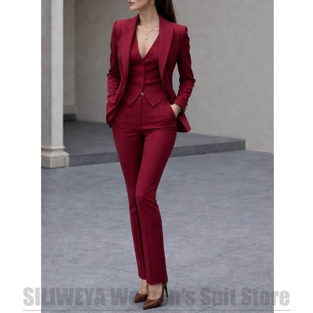 Women Formal Wear Blazers - 女性 3 ピーススーツセットブレザーベストパンツエレガントフォーマルオフィスビジネスウェア女性のための結婚式パーティー仕事プロフェッショナル衣装