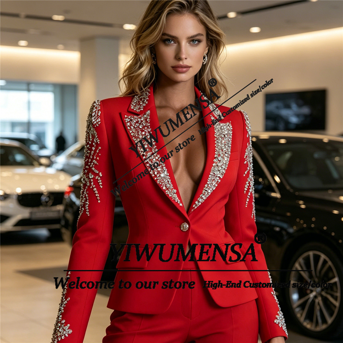高級女性スーツ 2 ピースセットクリスタルビーズプロムブレザ - Women Formal Wear Blazers のレビューと価格