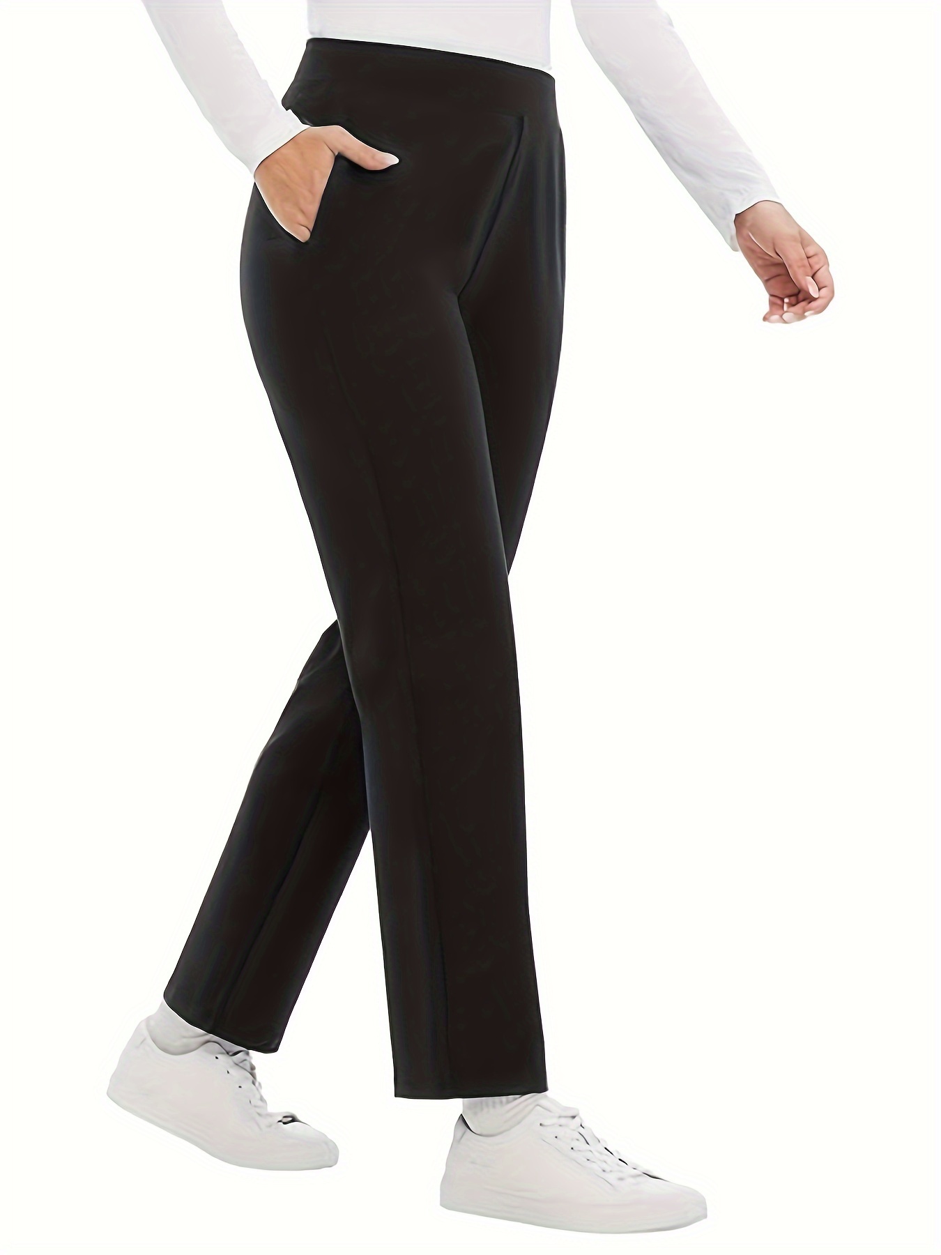 レディースニット生地単色ストレートパンツ、プラスサイズのビジ - Women Formal Wear Pants のレビューと価格