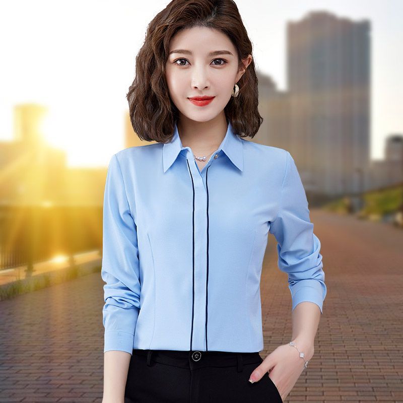 白シャツ女性の長袖気質プロフェッショナルトップシャツスリムフ - Women Formal Wear White Shirt のレビューと価格
