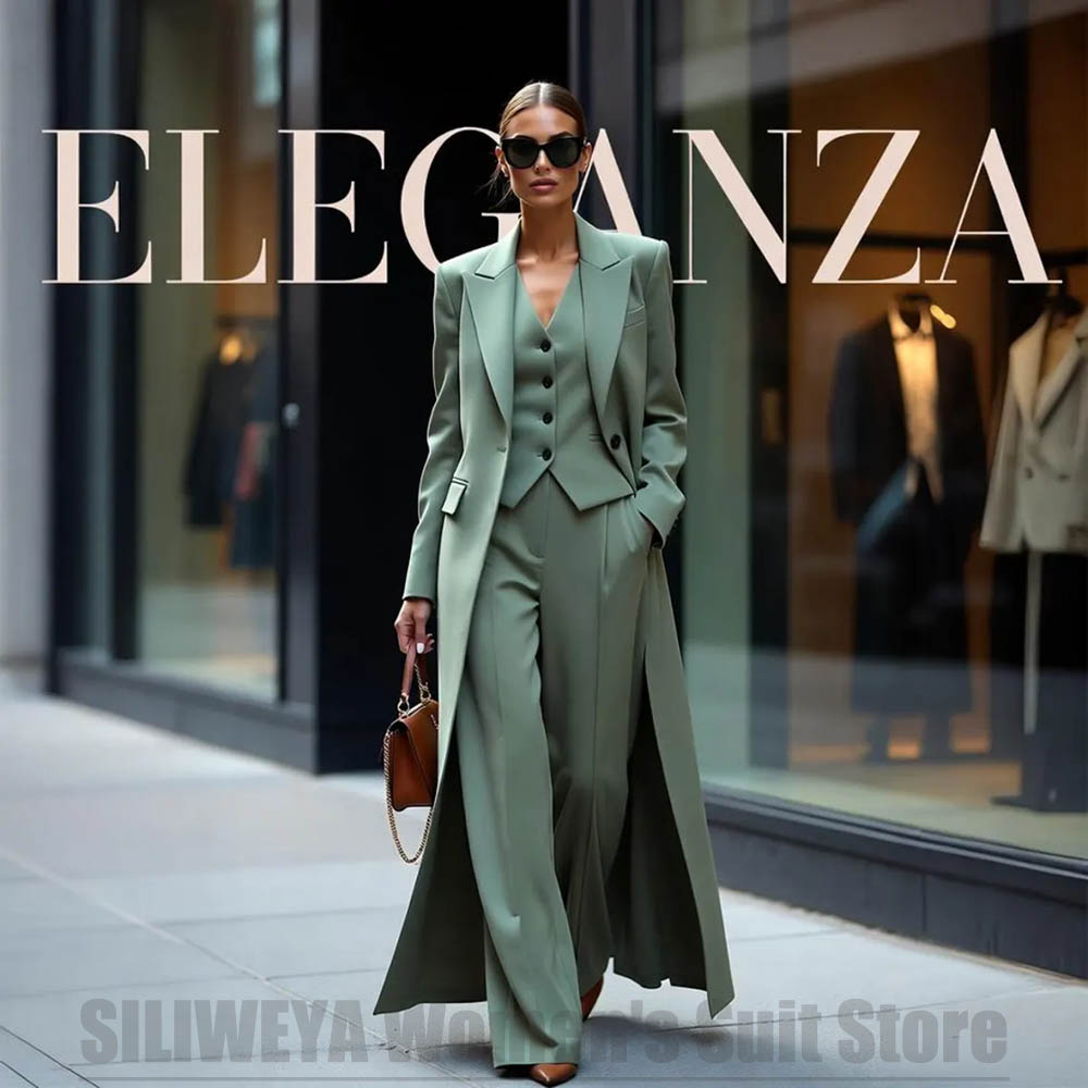 シックなレディーススーツ3点セット、ピークドラペル、ワンボタ - Women Formal Wear Blazers のレビューと価格