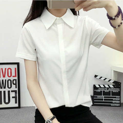 白いゆったりとした半袖シャツ、女性用、夏物、韓国風、大きいサ - Women Formal Wear White Shirt のレビューと価格