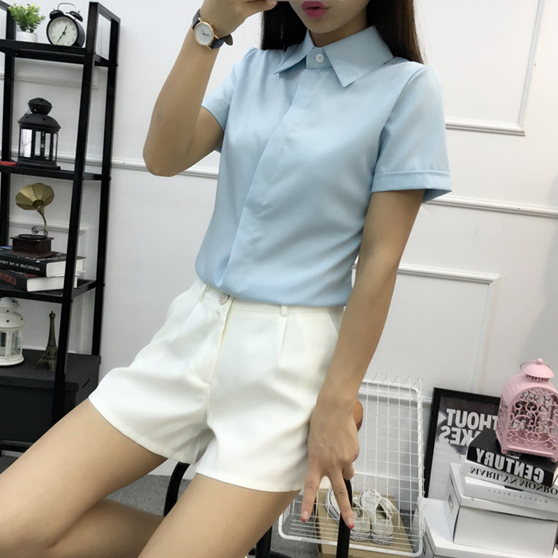 白いゆったりとした半袖シャツ、女性用、夏物、韓国風、大きいサ - Women Formal Wear White Shirt のレビューと価格