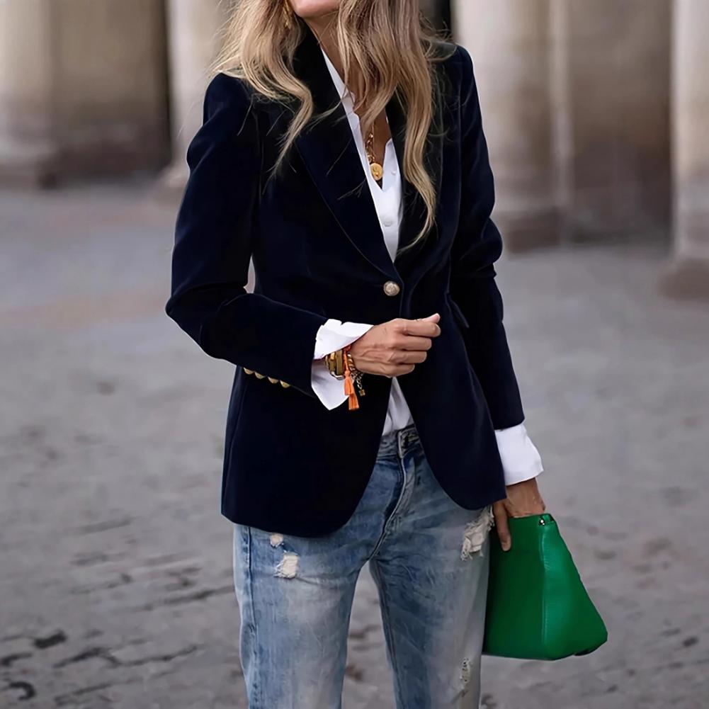 ベルベット大サイズ女性プロムピークドラペルレディオフィスタキ - Women Formal Wear Blazers のレビューと価格