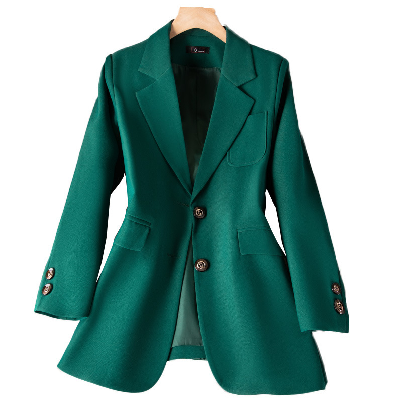 女性用長袖シングルブレストジャケット,フォーマルコート,青, - Women Formal Wear Blazers のレビューと価格
